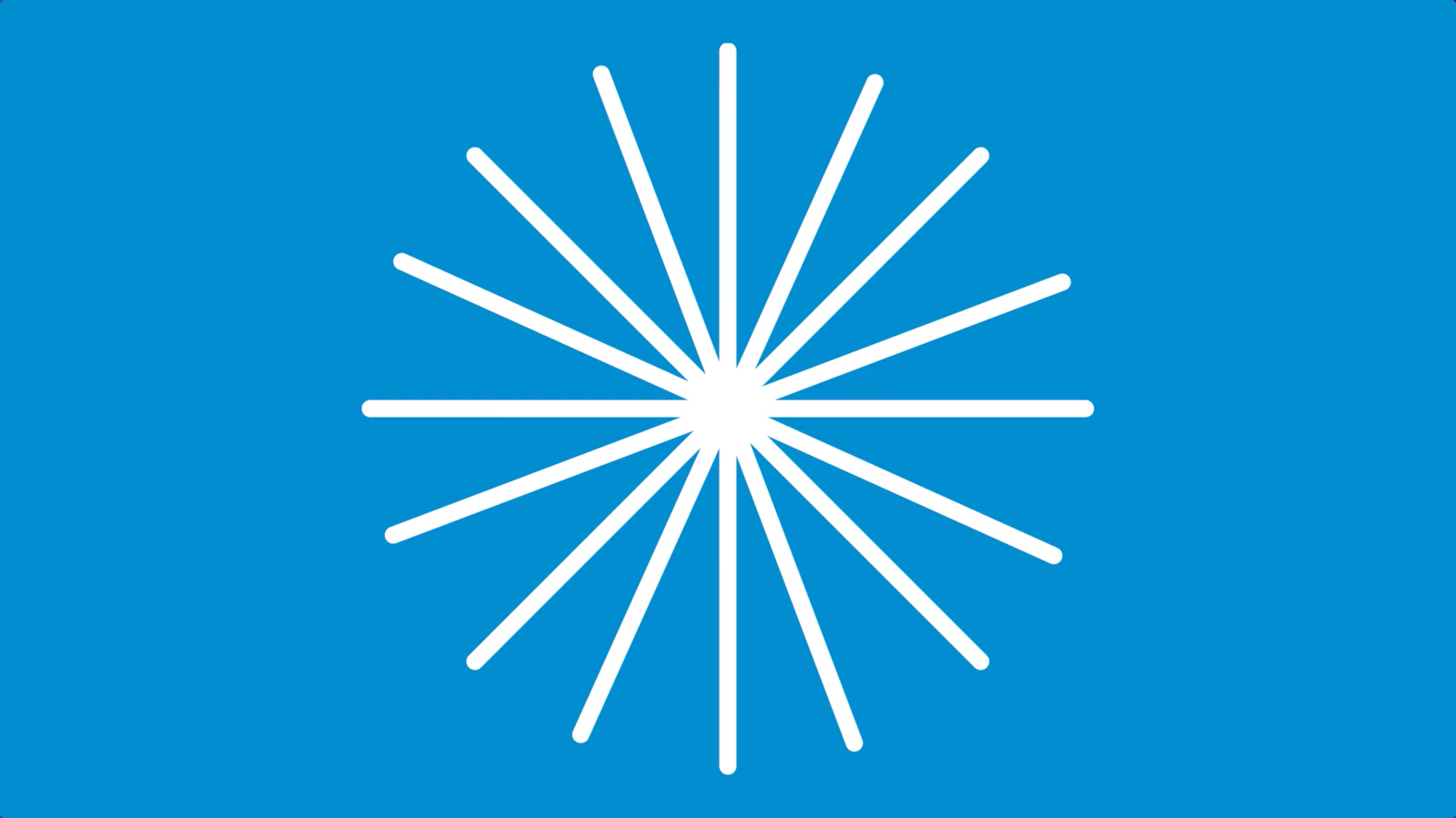 White starburst icon from the Modere Envision motion graphics on a blue field